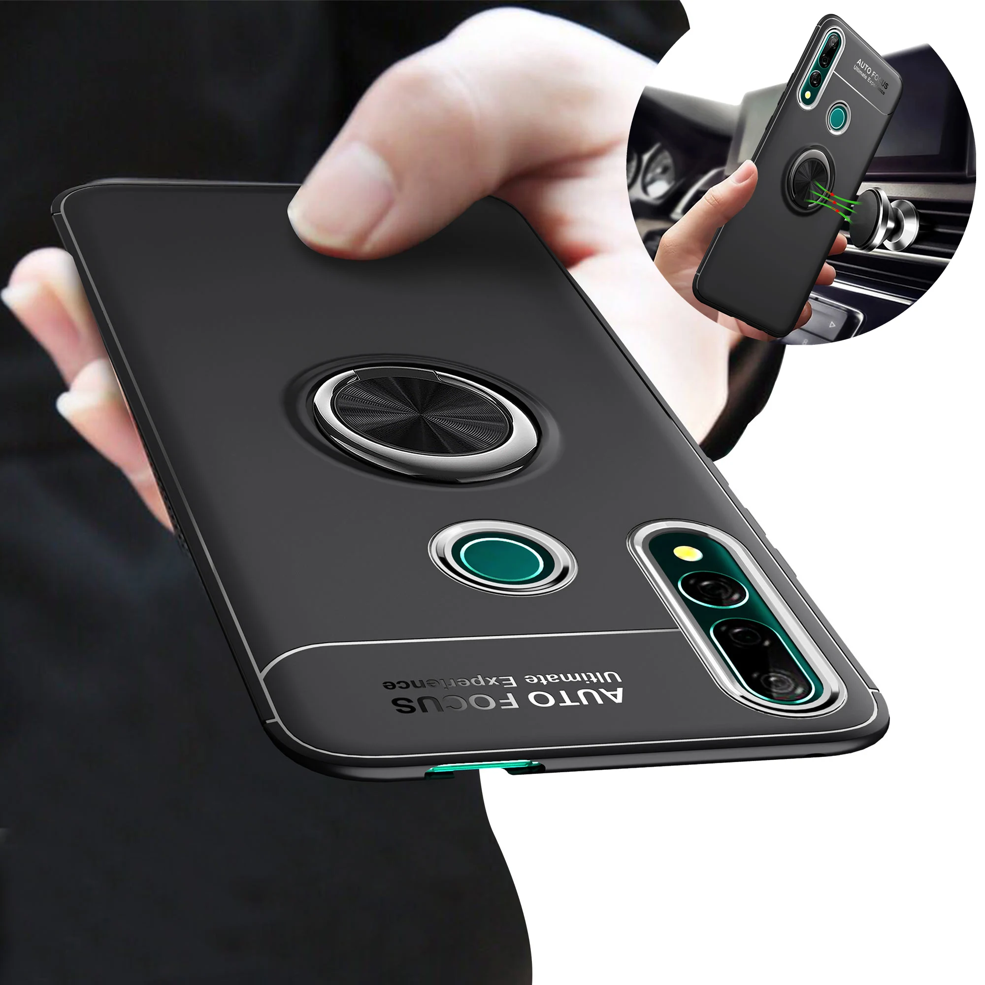 Чехол для Huawei Y9 Prime 2019 противоударный армированный чехол подставка с кольцом