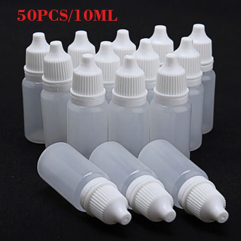 

50pcs 10ml Liquid Bottles For Home Supplies Protable Empty Plastic Squeezable Dropper Bottles Refillable