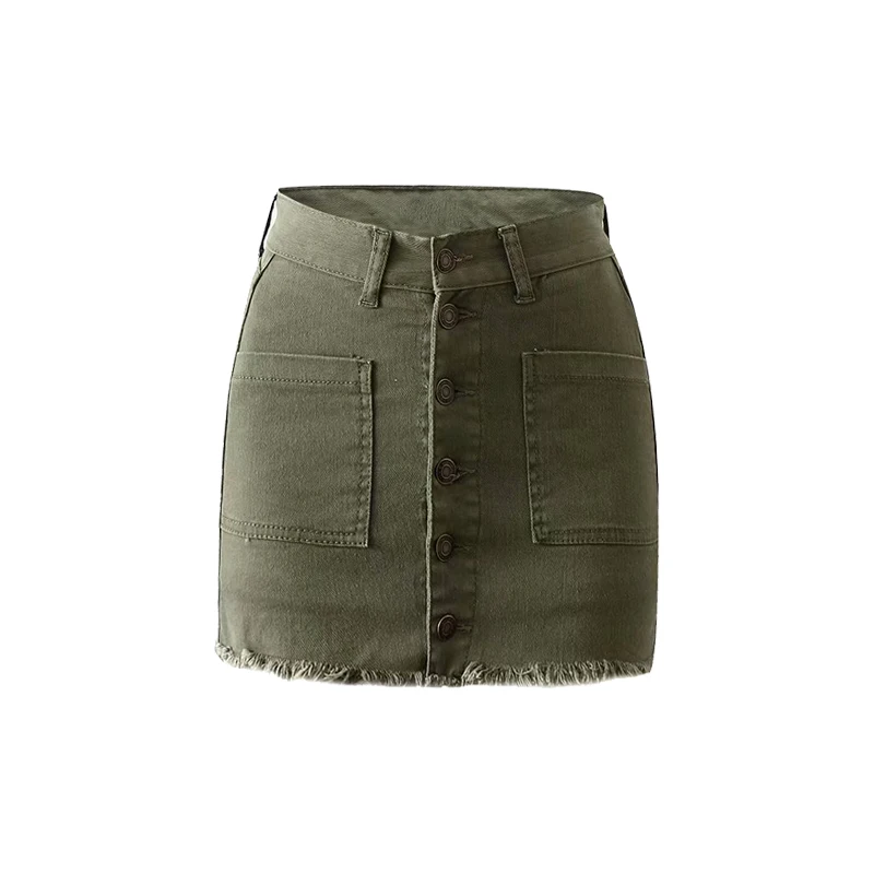 

Kywommnz Women Mini Jeans, Women's Buttons, Sexy High Waist Skirt, Single Row Button Skirt, Double Skirt, E1084