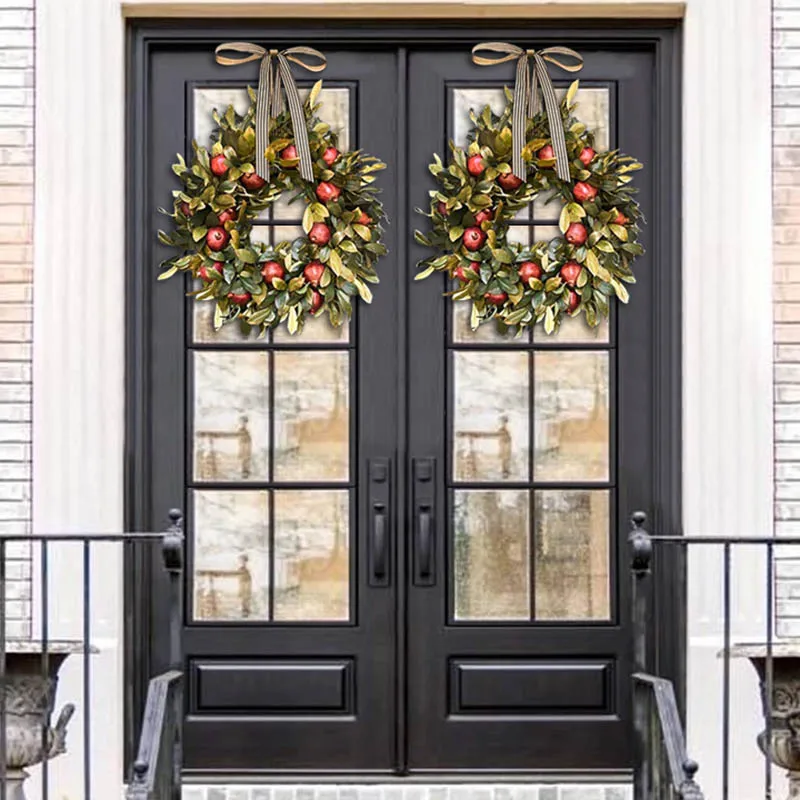 

Artificial Pomegranate Wreath Handmade Front Door Hanging Ornament for Home Garden Farmhouse Autumn Decoration Hot
