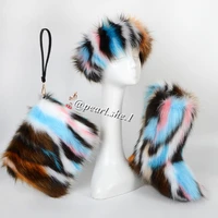 fashion fox faux headband furry purses sets sexy women boots ugh boots for women women designer ankle boots with bag