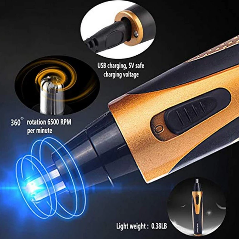 

Nose Hair Trimmer 4 in 1 Men Waterproof Rechargeable Grooming Kit for Men / Women Nose Ear Hair Sideburn Mustache Trimming Set