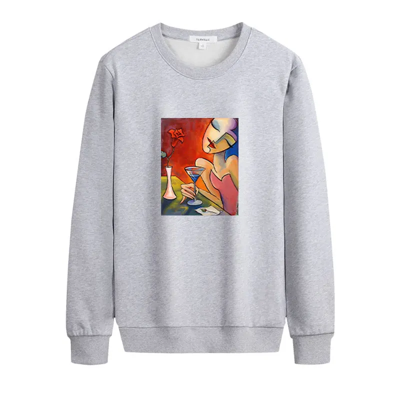

Women Sweatshirts o Neck Autumn Oversize Art Print Loose Casual Pullovers Long Sleeve Fashion Sport Tshirt Tops Steetwear Female
