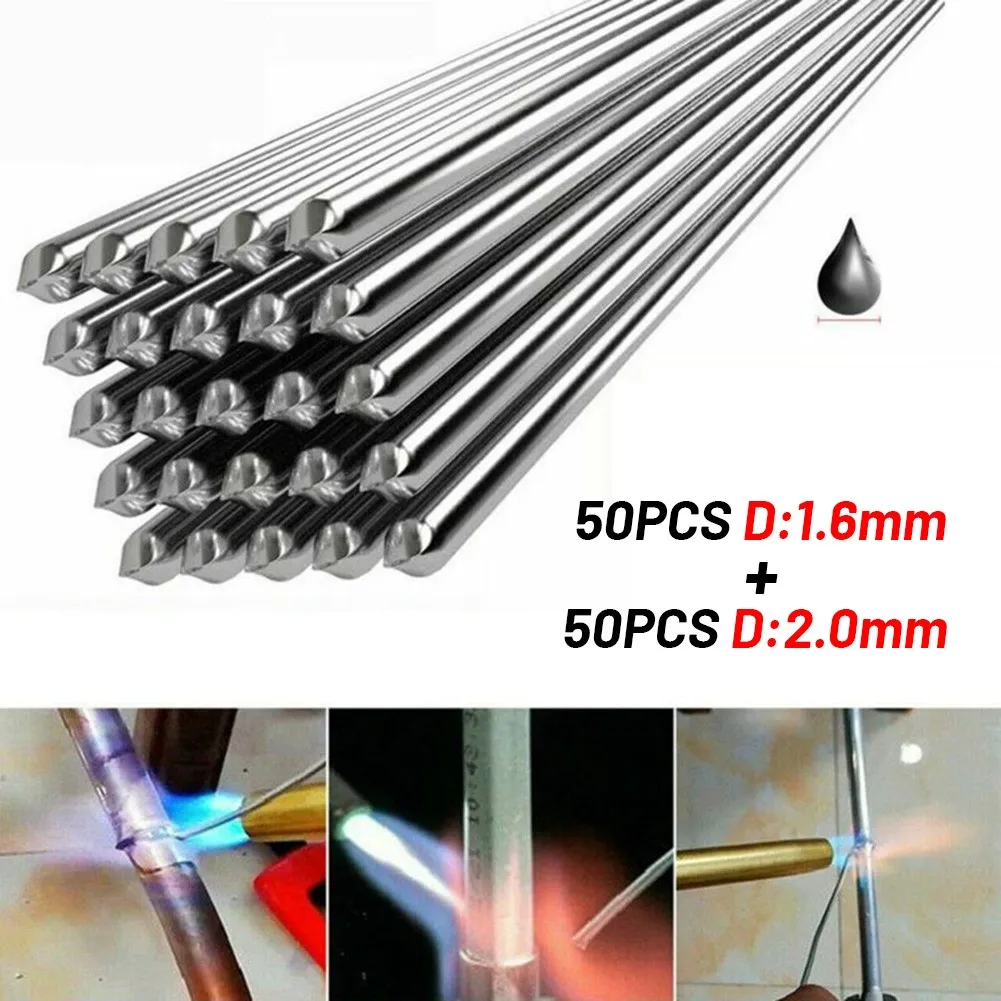 

100pcs Aluminum Solution Welding Flux-Cored Rods Wire Brazing Rod 2.0mm+1.6mm Solder Soldering Rod For Welding