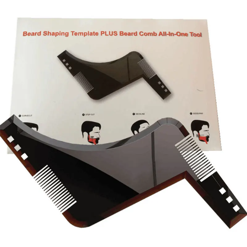 

Для мужчин, придание формы для укладки волос шаблонные гребни Пластик бороды гребень для волос для стрижки волос, бороды, внешний вид усы ли...