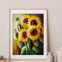 sunflower landscape canvas painting yellow flowers art oil posters and prints modern wall art pictures living room decoration