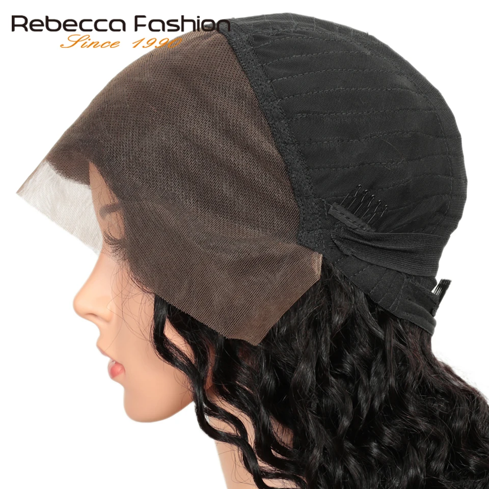 Rebecca 150%, глубокая волна, парик из натуральных волос на кружеве с детскими волосами, бразильские волосы Remy, фронтальные парики для черных женщин, 8-28 дюймов