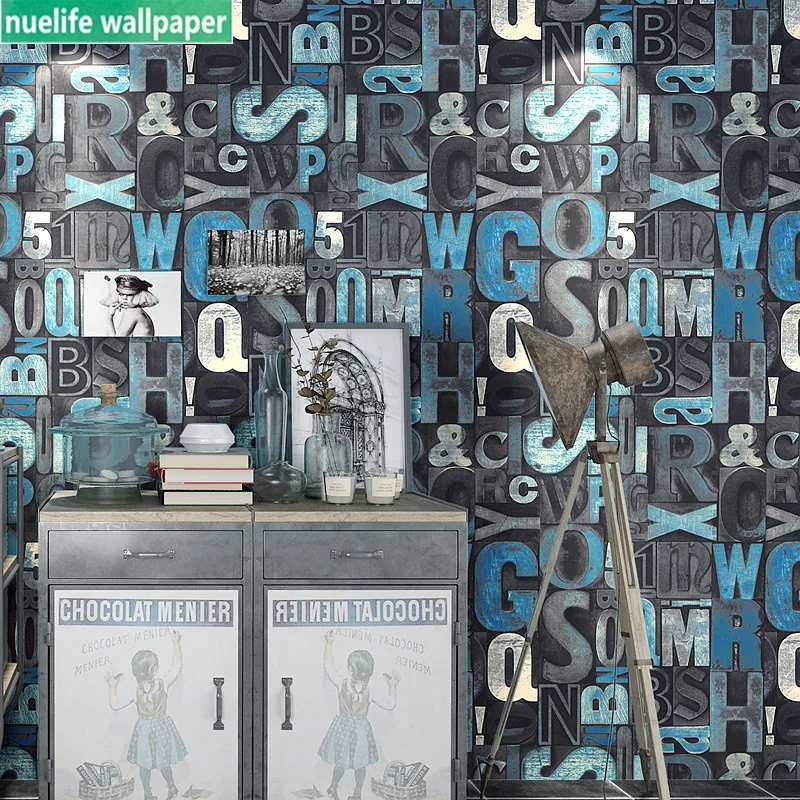 

0.53x10m Red graffiti english alphabet pattern wallpaper living room bedroom bar restaurant shop TV background wall paper