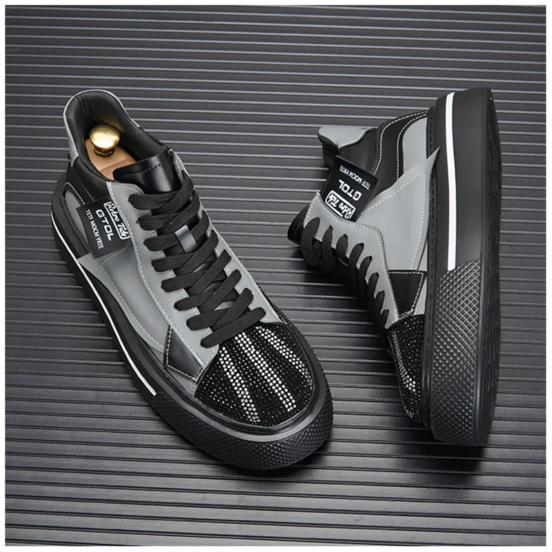 Новинка 2022 модная повседневная обувь стразы мужские кроссовки увеличивающая