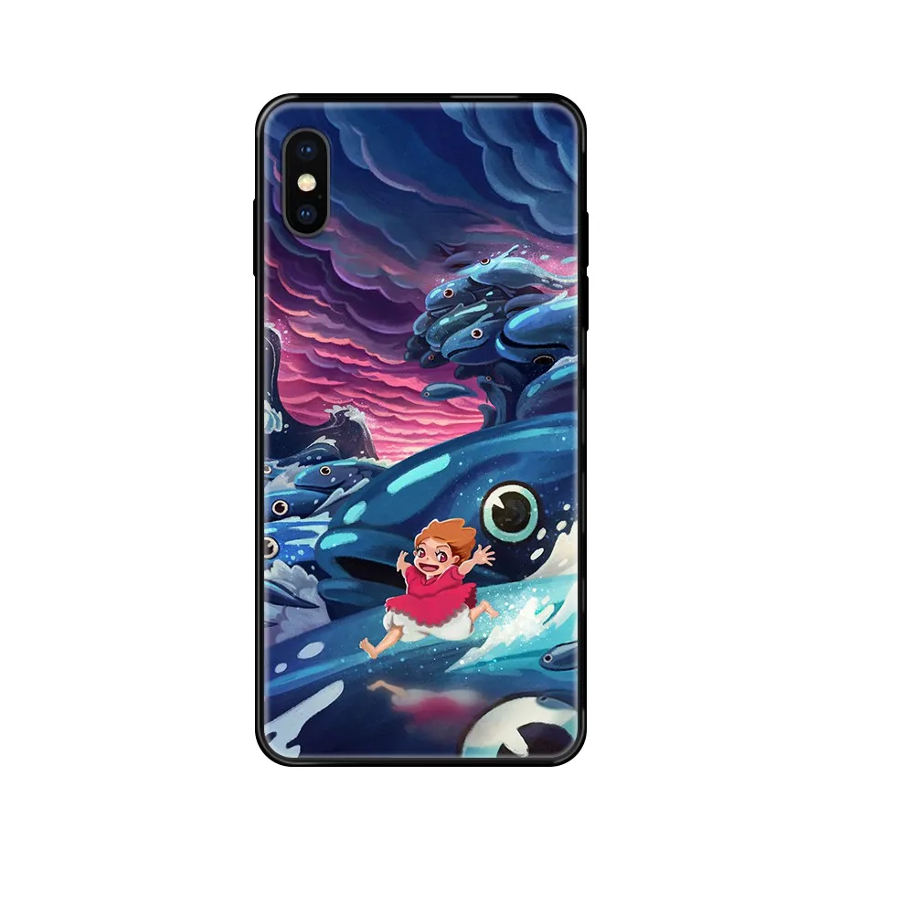 Ponyo on the cliff art pretty Etui funda black Phone case For iphone 4 4s 5 5S SE 5C 6 6S 7 8 plus X XS XR 11 PRO MAX 2020 | Мобильные