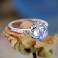 new fashion womens micro inlaid opal ring silver color round cut white size 6 10