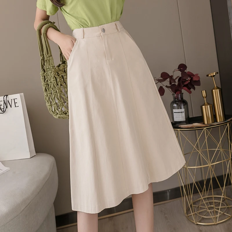 Корейские модные юбки женская элегантная офисная юбка трапециевидной формы с