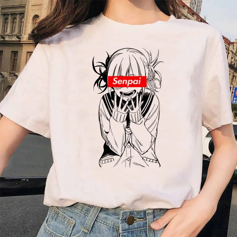 Японский аниме Ahegao футболка Женская Harajuku Boku No Hero Academy футболка Senpai смешная футболка Himiko Toga футболки женские