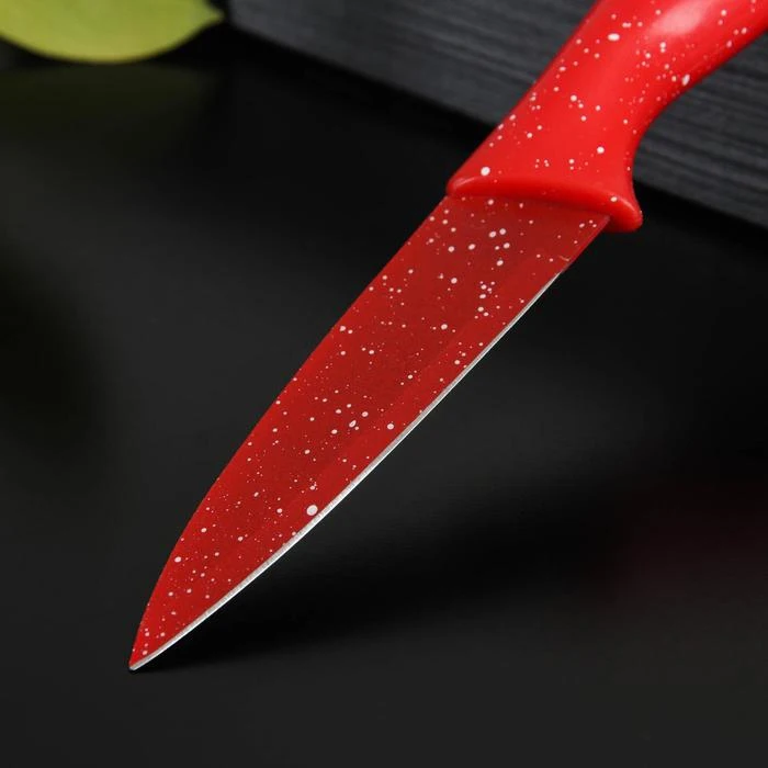 Нож с антиналипающим покрытием Доляна Зефир для овощей цвет красный