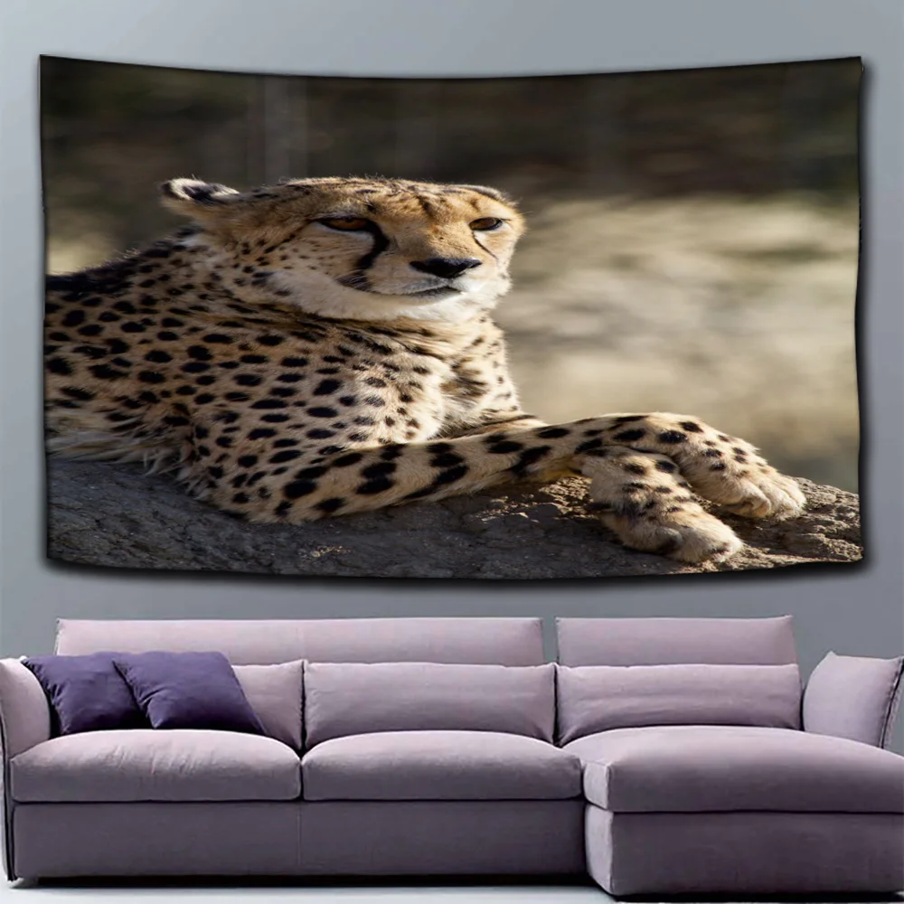 Гобелен в виде гепарда богемный настенный подвесной тканевый гобелен с рисунком