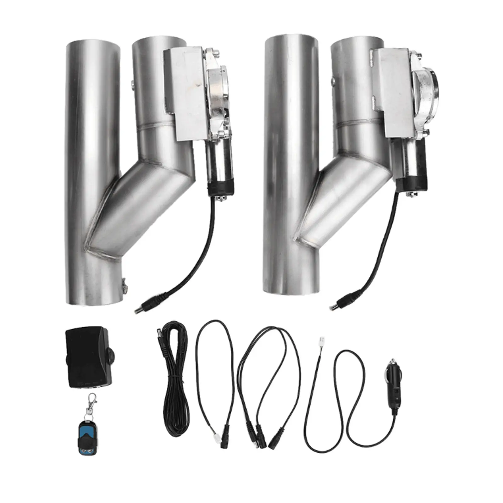 

Electric Exhaust Cutout Valve Y-Type w/One Controller Remote Kit E-cut Valve Dual Flaps Type Wireless Remote Control