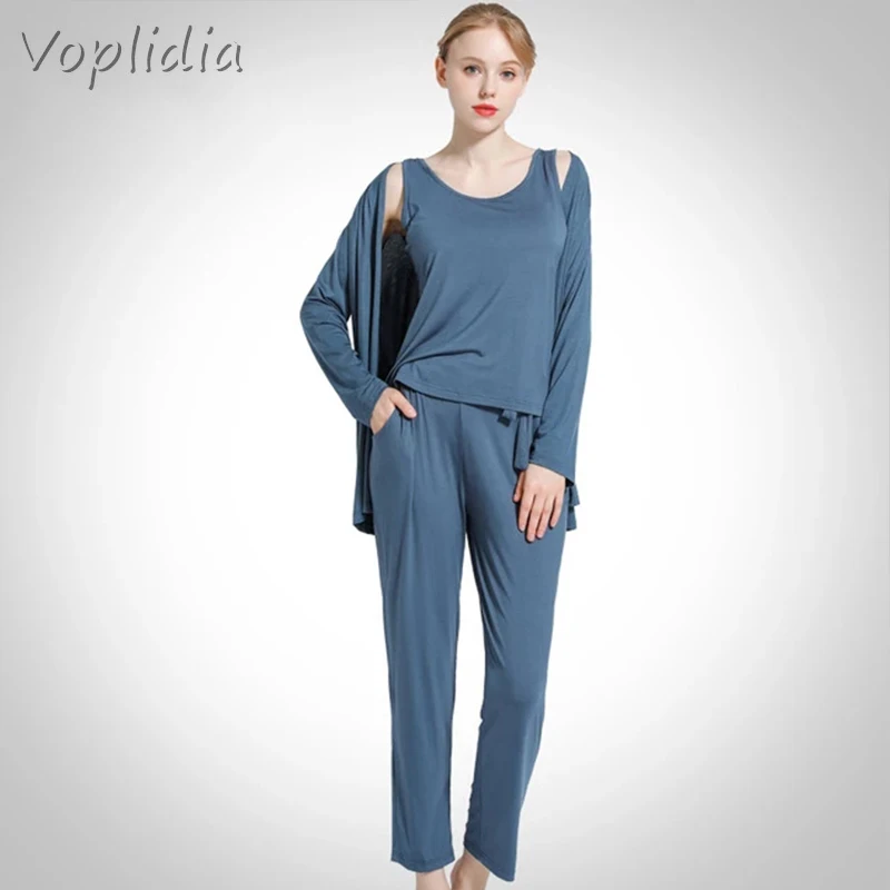 Одежда для сна женские хлопковые комплекты из трех предметов соблазнительный