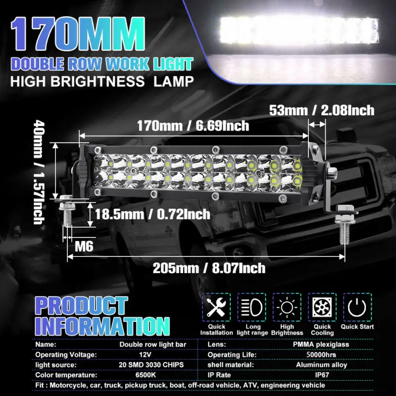 2pcs 40W LED Work Spot Light Bar 12800LM Car Driving Fog Lamp Truck Off-road SUV Headlight Lamps | Автомобили и мотоциклы
