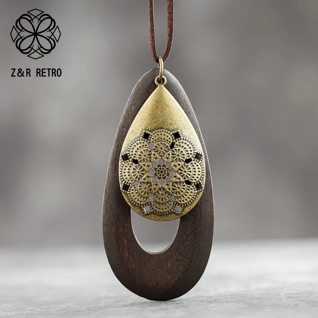 

Long Chain Geometric Pendant Wooden Necklaces & Pendants Sweater New in 2022 Necklaces Handmade Fashion Jewelry Gifts For Women