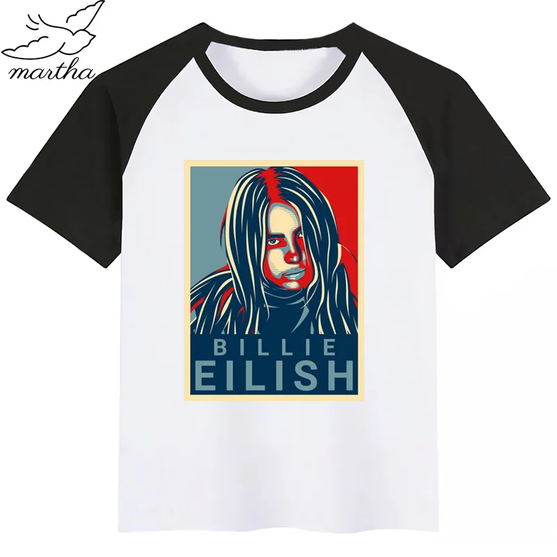 BoysGirls Billie Eilish/футболка с мультяшным принтом; детская забавная одежда; детская летняя футболка с короткими рукавами для малышей