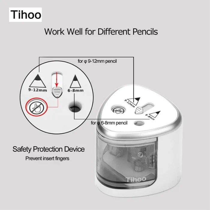 Электрическая точилка для карандашей с 2 отверстиями быстро и остро управляемые