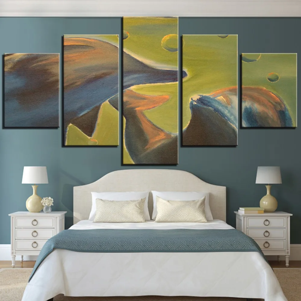 

5 Pieces Unique Oil Painting Canvas Dolphins Pictures for Living Room Decor Animal Fish Wallpapers Posters and Prints