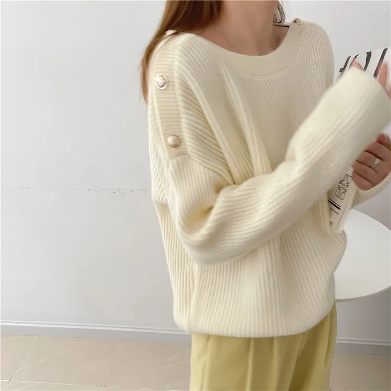 

Женский свитер осень-зима теплый О-образный вырез повседневные свободные женские свитера оверсайз вязаный пуловер Топ женский свитер