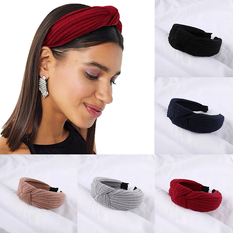 Женский обруч для волос в стиле ретро красная элегантная вязаная повязка с