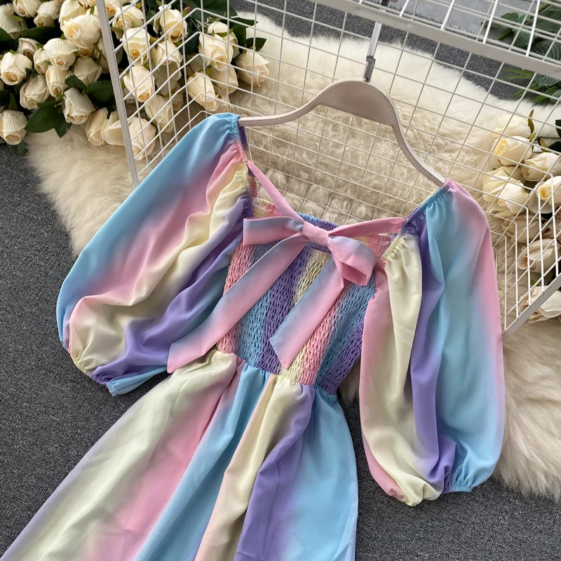 

heeylace Slim Gradient print autumn rainbow Full Length Jumpsuit Casual high waist OL Elegant rompers Women beach holiday Romper