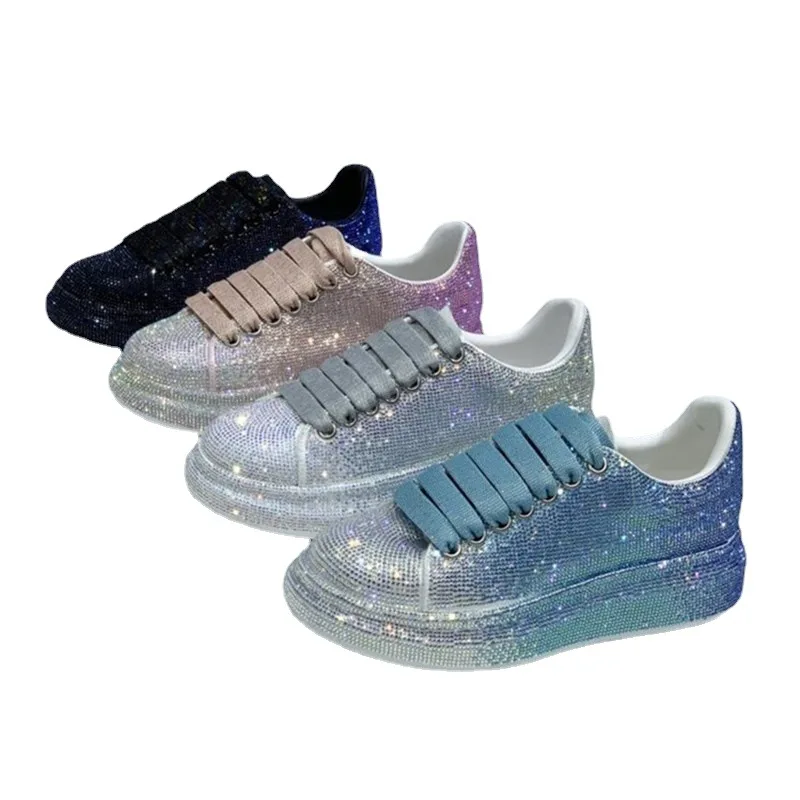 

Night starry sky colored diamond board shoes thick-soled full diamond sports casual shoes rhinestones zapatillas mujer