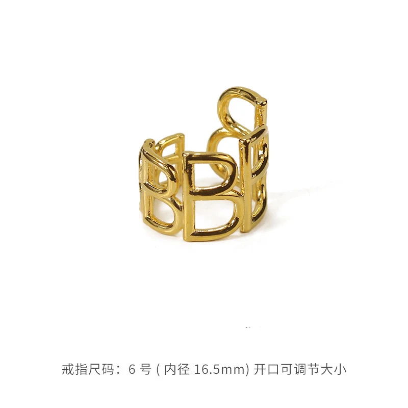 

TOSAKO Rings Gold Color Vintage Simplicity Female Jewelry Geometric Trend Letter
