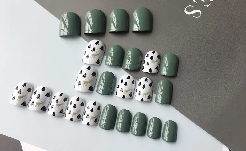 24pcs Fake Nail Tips Short Oval Full Cover Nails Art Press A Variety Of Options Can Be Used As Christmas Gift | Красота и здоровье