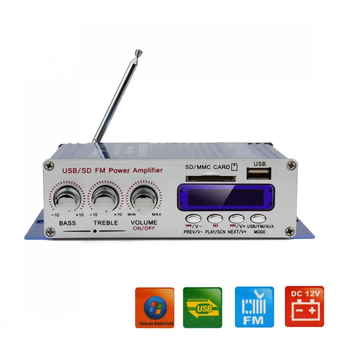 HY-400 12 в цифровой дисплей авто усилитель мощности стерео аудио Поддержка USB / SD