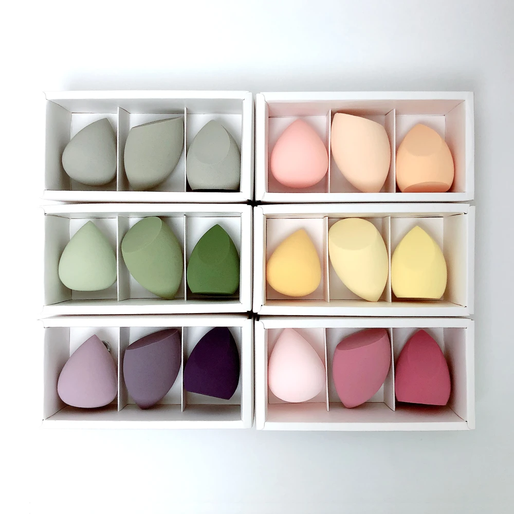 

3 Makeup Sponge Foundation with Box Beauty Smooth Cream Dry Wet Blending puff Makeup EggMakeup Sponge set High end Boxed
