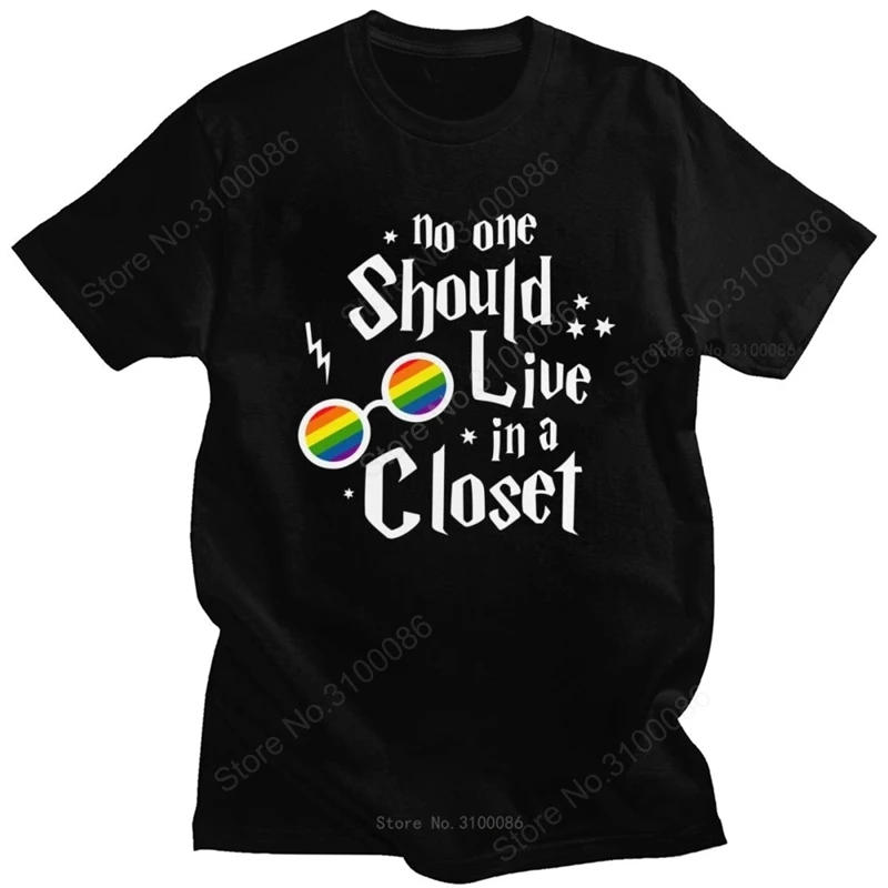 

Fashion No One Should Live In A Closet T Shirt Men Short Sleeve Gay Pride T-shirt Lesbian Lgbt Tshirt Cotton Slogan Tee Top Gift
