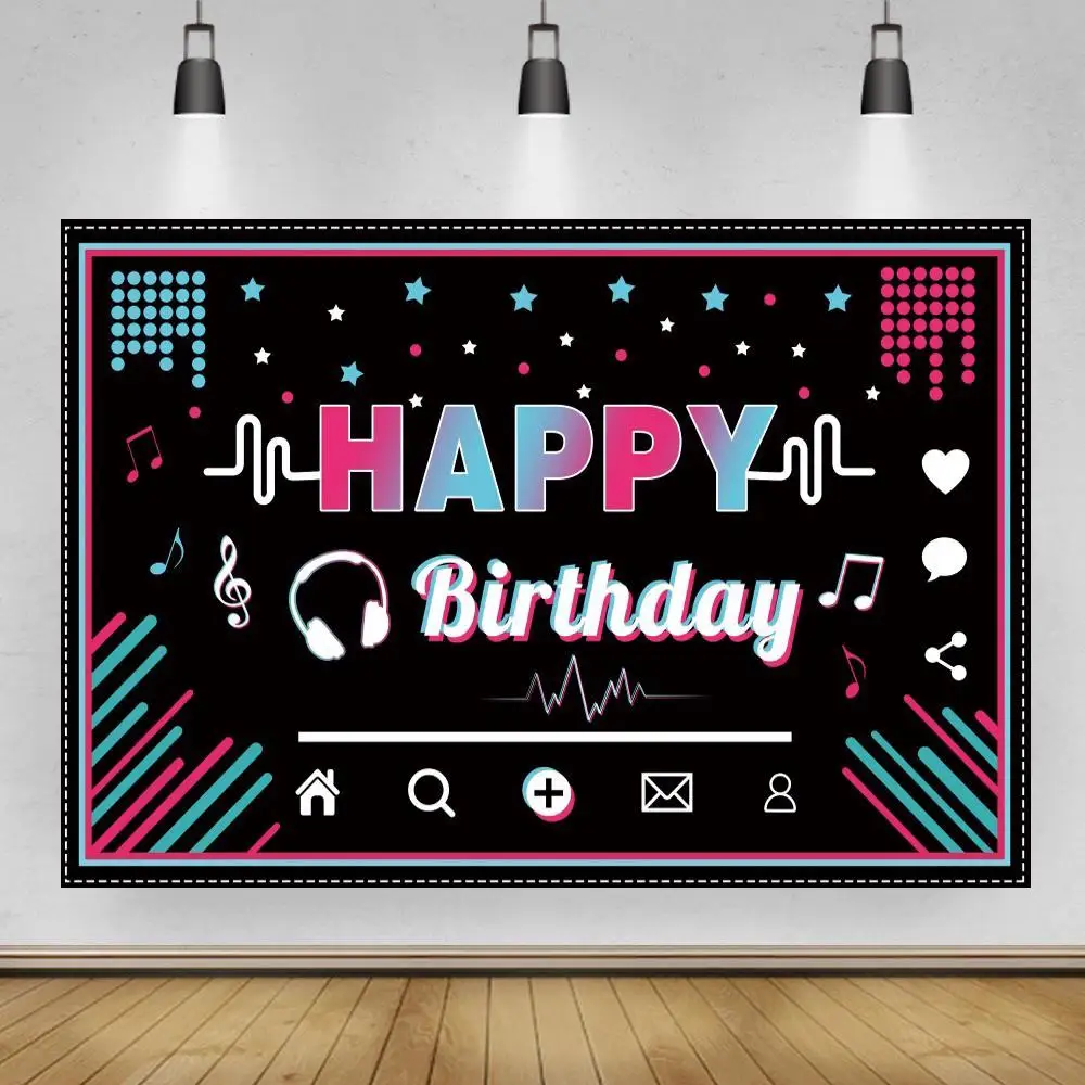 

Musical Symbol Background For Photo Studio Beating Audio Frequency Birthday Party Photography Backdrop Photo Booth