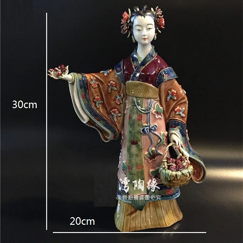 

WU CHEN длинная Китайская классическая старинная красивая фотография женщина Искусство Скульптура керамическое ремесло Домашний Декор идея ...