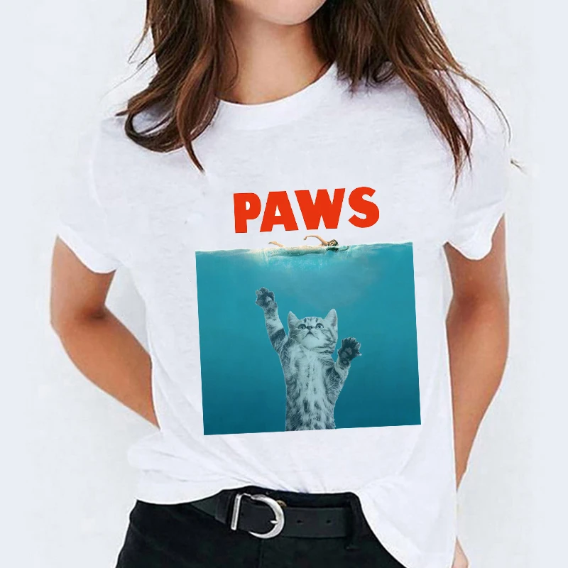 

Cat WHAT Short Sleeve Cartoon Clothing Halloween Print Lady Top Womens Graphic Women's T-shirt Ladies Female Harajuku Tee
