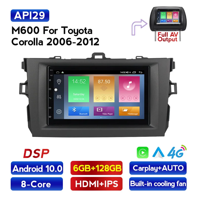 

2.5D IPS сенсорный экран Android 10,0 автомобильный мультимедийный плеер для Toyota Corolla E140 150 2006-2012 Авторадио GPS Навигация стерео