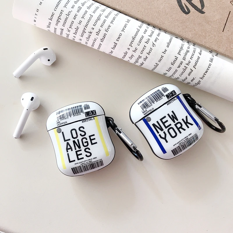 Модный Роскошный чехол для AirPods с этикеткой штрих-кодом Нью-Йорк милый Bluetooth