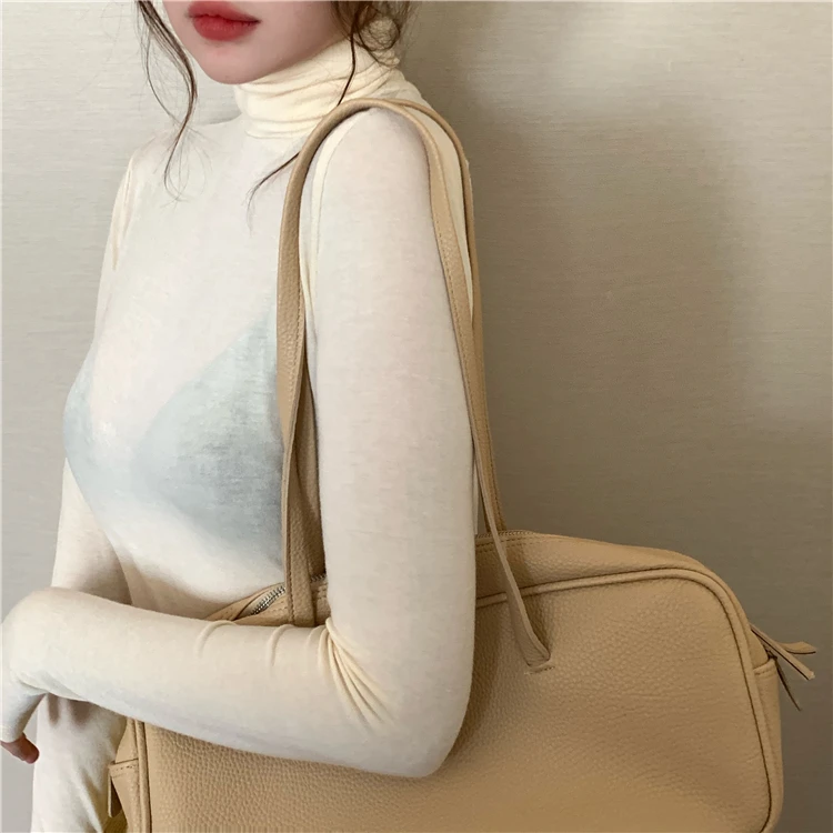 

6 colors autumn korean style women knit slim tops breif small turtleneck long Sleeve t-shirt Womens Tees shirt femme (R99441)