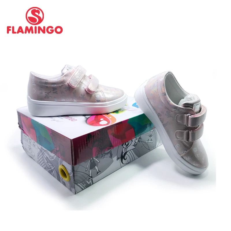 FLAMINGO 2020 Print Spring Genuine Leather Breathable Hook&amp Loop Outdoor sneakers for girl Size 27-33 Free shipping 201P-FD-1858 | Детская