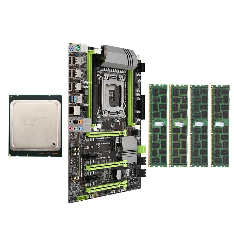 X79 материнская плата LGA2011 комбо с E5 2650 CPU 4 канальный 16 Гб (4x4гб) DDR3 RAM 1333Mhz NVME M.2 SSD