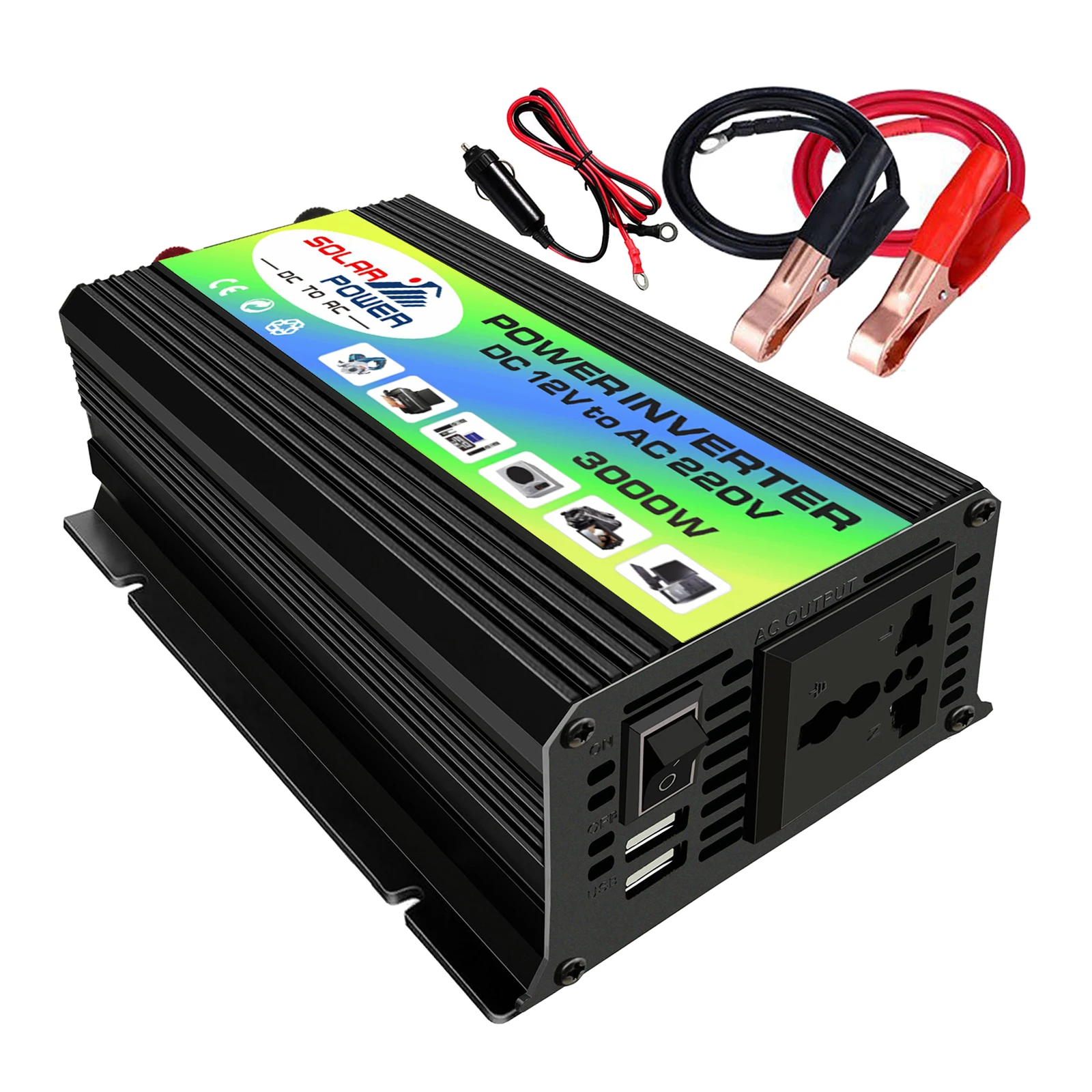 

300W Motorhome Car Power Inverter DC12V to AC220V Converter Adapter Dual USB