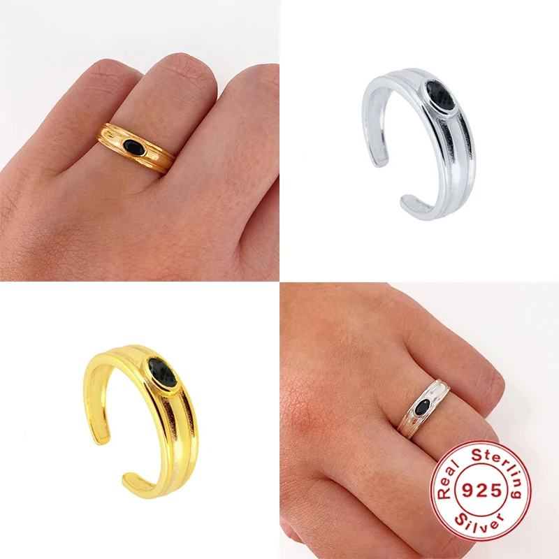 ROXI модные открытые кольца с черным Цирконом для женщин и мужчин на палец