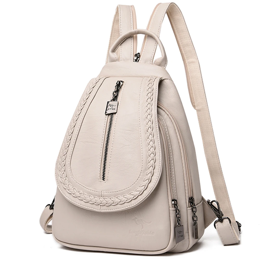 

Women Leather Backpacks Zipper Female Chest Bag Sac a Dos Travel Back Pack Ladies Bagpack Mochilas School Bags For Teenage Girls