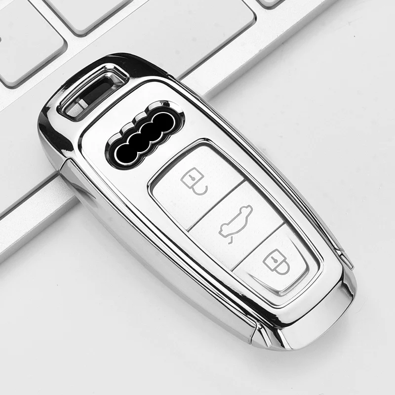 

TPU+PC Car Soft Key Case Cover For Audi A6L A7 A8 Q8 E-tron C8 D5 2019 Auto Styling Keyring Holder Protection Accessories Shell