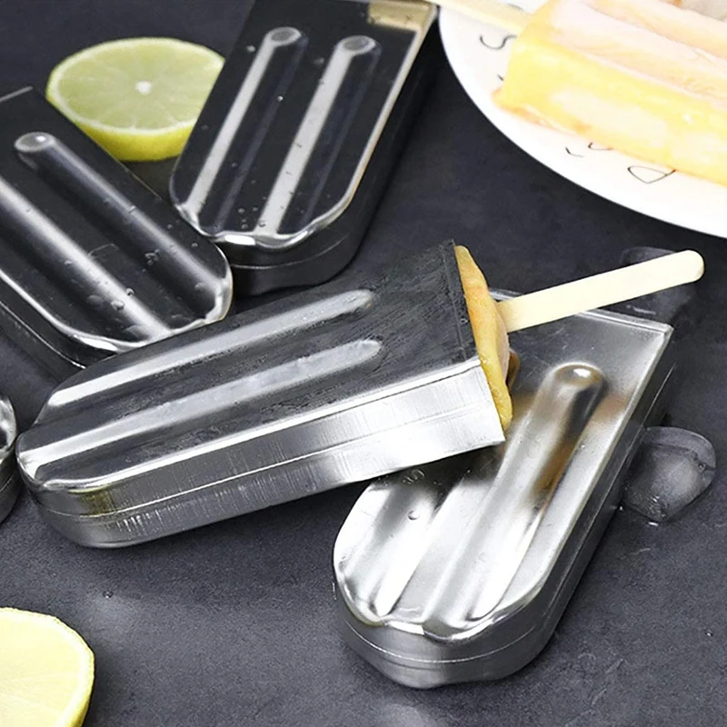 

Stainless Steel Ice Lolly Popsicle Molds, Homemade Ice Makers with Tray/Reusable Bamboo Sticks/Bags/Cleaning Brush