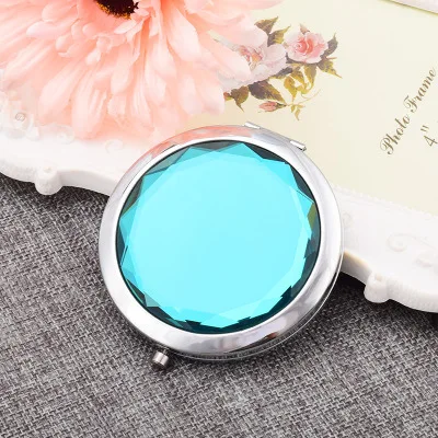sea blue FANLUS, для женщин и девочек, Кристалл, Мини, красота, карманное зеркало для макияжа, портативное компактное круглое складное зеркало, маленький подарок - Цвет: sea blue