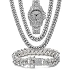 Часы унисекс из кубинской цепи Майами в стиле хип-хоп